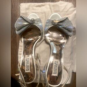 Badgley Mischka Women’s Embellished Rennie Slingback Silver Sandal 7.5